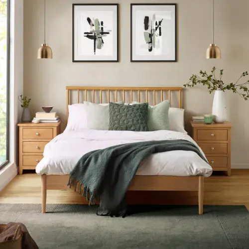 Melton Light Solid Oak Spindle Double Bed - 25JB
