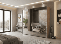 Memphis 240cm Full Mirrored  Extra Large Sliding Door Wardrobe Oak Effect P8DSMLBL