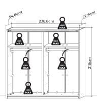 Memphis 240cm Full Mirrored  Extra Large Sliding Door Wardrobe Oak Effect P8DSMLBL