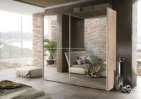 Memphis 240cm Full Mirrored  Extra Large Sliding Door Wardrobe Oak Effect P8DSMLBL