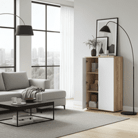 Mensa White and Oak Storage Cupboard- 2898