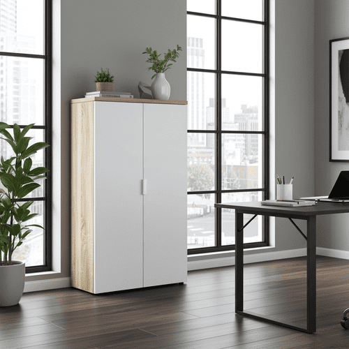 Mensa White and Oak Storage Cupboard- 2898