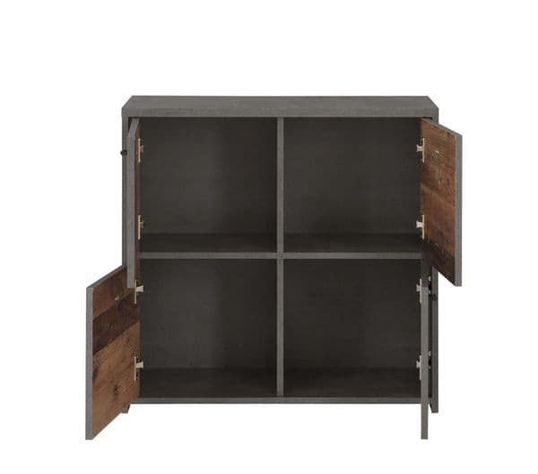 Calvino Display Cabinet in High Gloss White & Walnut - furniturefactor.co.uk