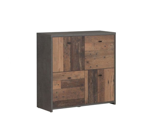 Calvino Display Cabinet in High Gloss White & Walnut - furniturefactor.co.uk