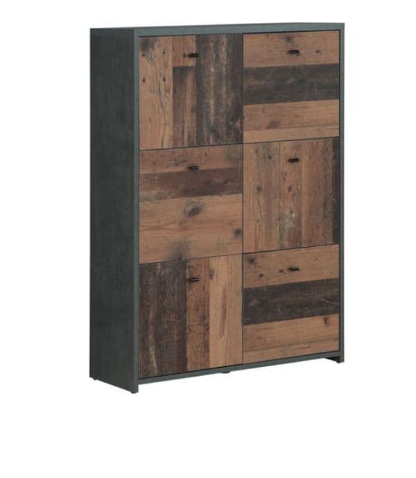 Calvino Display Cabinet in High Gloss White & Walnut - furniturefactor.co.uk