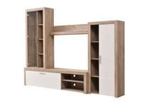 Merida Grey Oak Effect And White Entertaiment Media Center Wall TV Cabinet - 11008240 S/O