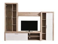 Merida Grey Oak Effect And White Entertaiment Media Center Wall TV Cabinet - 11008240 S/O