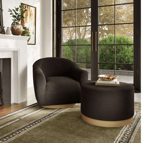 Merino Black Fabric Swivel Chair - 24LD