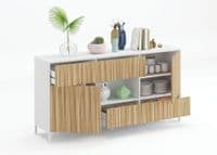 Miami Large Modern White and Natural Oak Effect Sideboard - 0E6625A