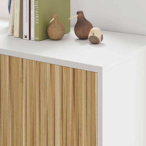 Miami Large Modern White and Natural Oak Effect Sideboard - 0E6625A