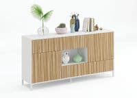 Miami Large Modern White and Natural Oak Effect Sideboard - 0E6625A