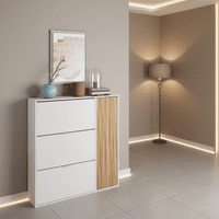 Miami Natural Oak Effect and White Large Shoe Cabinet With Drawer - 0E7819A