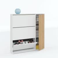 Miami Natural Oak Effect and White Large Shoe Cabinet With Drawer - 0E7819A