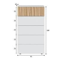 Miami Tall Artic White and Natural Oak Modern Effect Chest of Drawers - 0E7821A