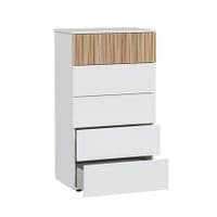 Miami Tall Artic White and Natural Oak Modern Effect Chest of Drawers - 0E7821A