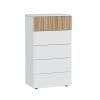 Miami Tall Artic White and Natural Oak Modern Effect Chest of Drawers - 0E7821A