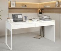 White Gloss Bedroom Desk with Drawers - Furniture Factor

