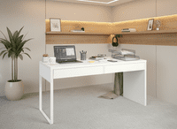 White Gloss Bedroom Desk with Drawers - Furniture Factor

