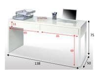 White Gloss Bedroom Desk with Drawers - Furniture Factor

