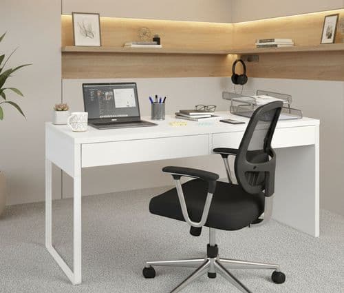 Milan Large White Computer Desk - 002315BO