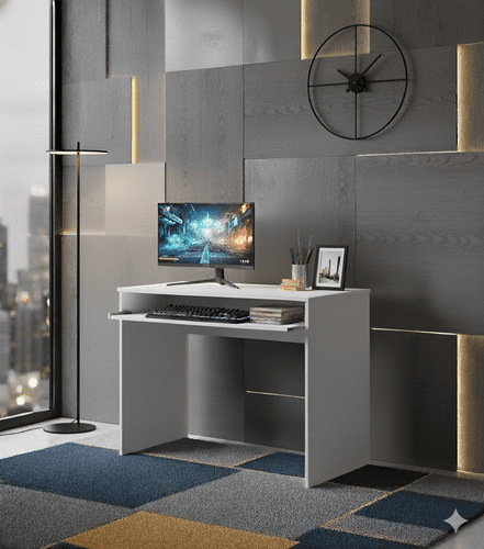 Milan Small White Computer Desk for Small Spaces

