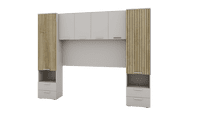 Milano Cashmere and Slatted Rustic Oak Effect Overbed Storage Unit And Sideboard Bedroom Set