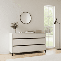 Milano Cashmere Taupe 6 Drawer Wide 157cm Chest of Drawers - 3463RZ