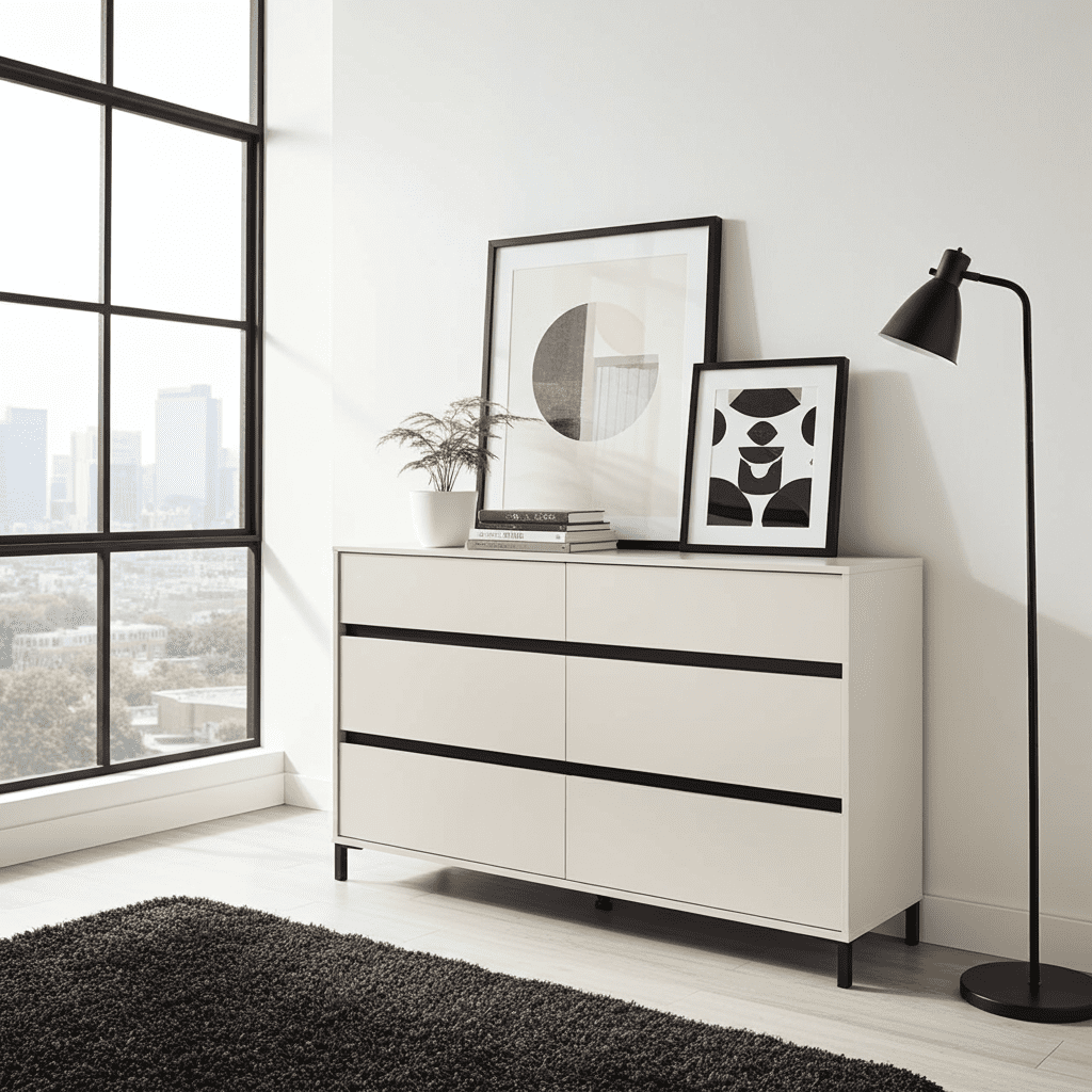 Milano Cashmere Taupe 6 Drawer Wide 157cm Chest of Drawers - 3463RZ