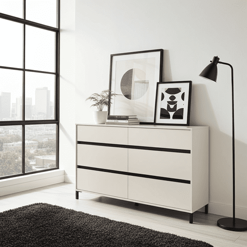 Milano Cashmere Taupe 6 Drawer Wide 157cm Chest of Drawers - 3463RZ