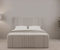 Milano Cashmere Taupe and Slat Effect Overbed Unit with Double or Kingsize Bed SET - 3484/ANDREA