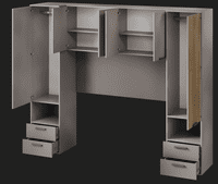 Grey and Slatted Oak Effect Over Bed Storage - Online Outlet