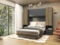 Grey and Slatted Oak Effect Over Bed Storage - Online Outlet