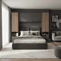 Grey and Slatted Oak Effect Over Bed Storage - Online Outlet