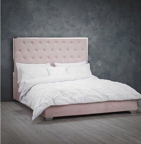 Millau Pink Velvet High Headboard Double Bed 22LD151