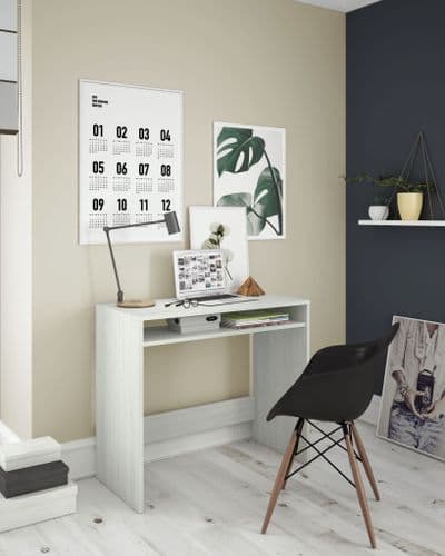 Milo Small Compact Artic White Modern Study Desk - 008310A