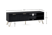 Mirano Slatted Matte Black And Gold 2 Door TV Unit Cabinet- 26JB