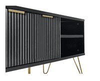 Mirano Slatted Matte Black And Gold 2 Door TV Unit Cabinet- 26JB
