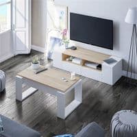 Mitoma White And Oak Effect 4 Door TV  Cabinet Entertainment Unit 0F6624A