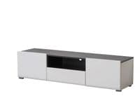 Monclere TV Cabinet in White Gloss and Black Entertainment Unit for TV up to 65 inch
