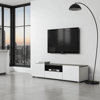 Monclere TV Cabinet in White Gloss and Black Entertainment Unit for TV up to 65 inch
