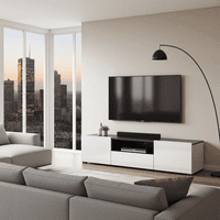 Monclere TV Cabinet in White Gloss and Black Entertainment Unit for TV up to 65 inch