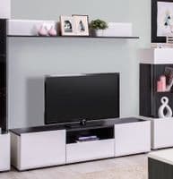 Monclere TV Cabinet in White Gloss and Black Entertainment Unit for TV up to 65 inch