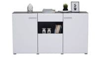 Monclere White Gloss and Black Large Tall Wide Sideboard Storage Unit