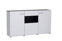 Monclere White Gloss and Black Large Tall Wide Sideboard Storage Unit