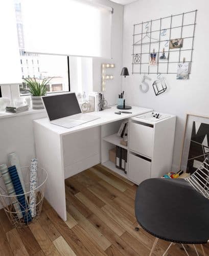 Morgan White Flexi Corner Desk with Storage - 008311A