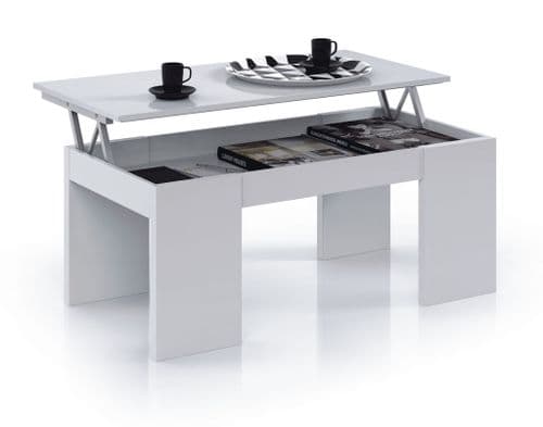 Moza White Soft Gloss Coffee Table with Lift-up Storage