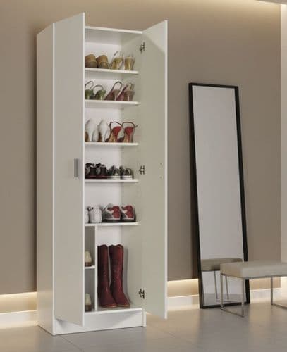 MultiTall White 2 Door Utility Shoe Storage Cupboard Cabinet Armar 2p