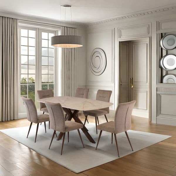 Murano Sintered Stone 180cm Wenge leg Shakespeare Ivory Dining Table - Online Outlet