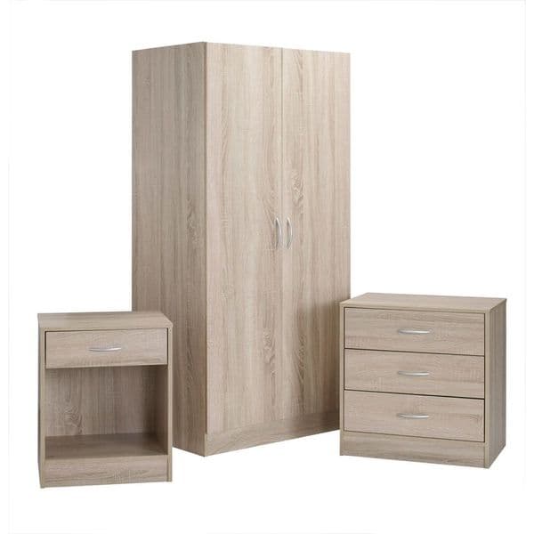 Murat Light Oak Effect 3 Piece Bedroom Set 17LD54