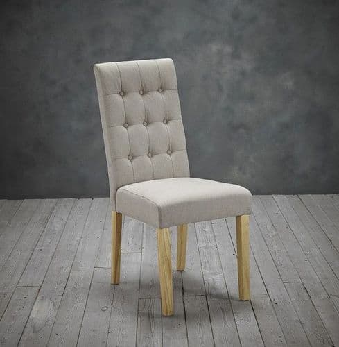 Nador Beige Linen Fabric Dining Chair (Pack Of 2) 22LD561